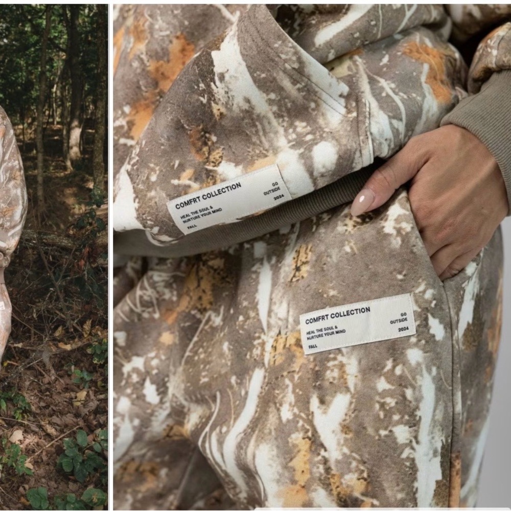 Marbled Utility Hoodie Jacket - Taupe & White